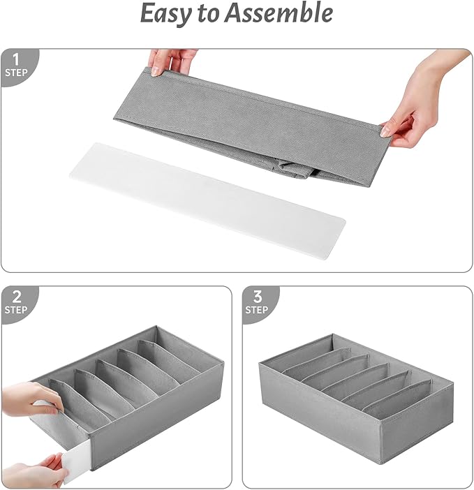 4 Packs T-shirt Drawer Organizers for Clothing,6 Grids Compartment Wardrobe Storage Box, Washable Clothes Organizer for Folde