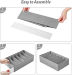 4 Packs T-shirt Drawer Organizers for Clothing,6 Grids Compartment Wardrobe Storage Box, Washable Clothes Organizer for Folde