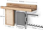 SOLIMINTR Hanging Jewelry Organizer Wall Mount with Rustic Wood Shelf, Ring Display Box, Ear Studs Earring Holder, Rotating N