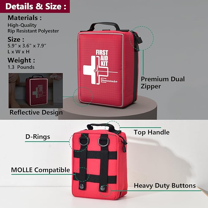 First Aid Kit, Upgrade Trauma First Aid Kit with Labelled Compartments -Emergency Medical Kits with Molle System First Aid Ki