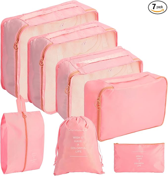 7PCS Packing Cubes for Suitcases, Travel Luggage Organizer Bags, Suitcase Organizer Bags Set for Carry on Luggage Travel Esse
