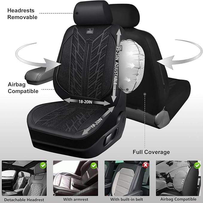 CAR PASS Leather Oxford Car Seat Covers Full Set,Heavy Duty Car Seat Covers Waterproof,Universal Fit for Trucks SUV Sedan Mos