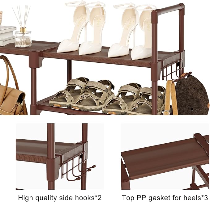 WOWLIVE 9 Tiers Shoe Rack Shoe Storage Shoe Organizer 30-35 Pairs Shoe Tower Unit Shelf Durable Metal Pipes with Plastic Conn