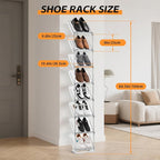 SMILHELTD Vertical Shoe Rack 8 Tiers Narrow Clear Sneaker Storage Holder Luxurious Slim Tall Organizer Space Saving Shelf for