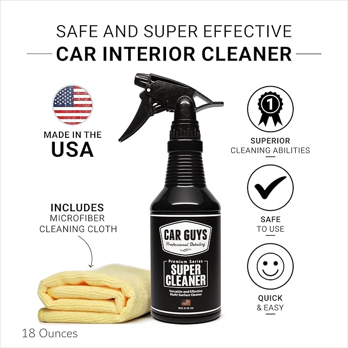 CAR GUYS Super Cleaner | Effective Car Interior Cleaner | Leather Car Seat Cleaner | Stain Remover for Carpet, Upholstery, Fa