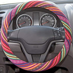 BDK Colorful Woven Boho Bohemian Hippie Style Steering Wheel Cover for Women - Fits Most Standard Wheel Sizes 14.5-15 inch Co