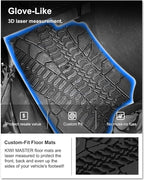 KIWI MASTER Floor Mats for 2007-2013 Jeep Wrangler JK 4-Door, OEM Replacement 82210166AC, Custom Fit All Weather Car Mats, Heavy Duty TPE Floor Liners, Front & Rear 2 Row, Black