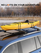 Heavy Duty 300lbs Lockable Roof Rack Cross Bars Compatible with Jeep Grand Cherokee 2011-2021 (with Grooved Side Rails), All-Metal Aluminum Crossbars Rooftop Cargo Bag Kayak Luggage