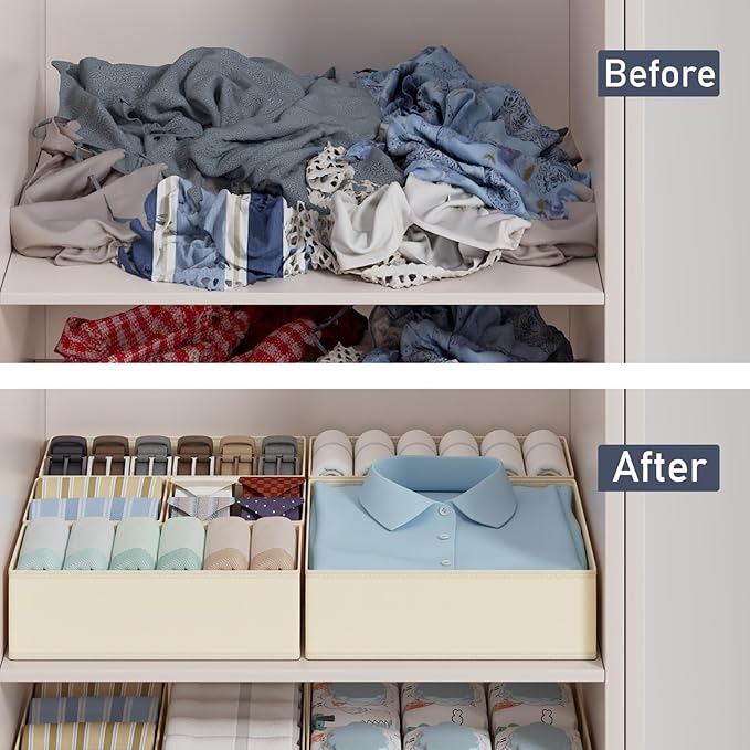 DIMJ Drawer Organizer Clothes Storage- 18 Pack Baby Dresser Organizer for Nursery, Foldable Closet Drawer Organizer Bins for 