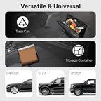 COZILO Leather Car Trash Can with Smart LED Light & Magnetic Closure,Leak-Proof, Odor-Lock Car Trash Bin for Any Cars, Sedans, SUVs, Trucks, Brown