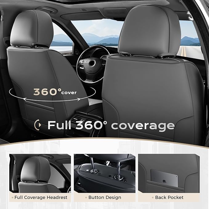 Coverado Car Seat Covers, Front Covers for Cars, Car Seat Cover Front Seats, Automotive Seat Cover, Waterproof, Leather Car S