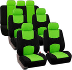 FH Group Flat Cloth Full Set Car Seat Covers Three Row 7 Seater - Universal Fit for Cars, Trucks & SUVs Green