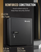 Uniclife 120 Position Key Cabinet with Combination and Key Lock Resettable Black Digital Security Storage Box Steel Key Organ