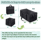 Muzale Extra Large Utility Tote Bag with Wire Frame Collapsible Reusable Grocery Bags Heavy Duty Shopping Bags for Groceries with Handles Trunk Organizer for Beach Travel Picnics Camping Laundry
