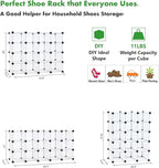 C&AHOME Plastic Shoe Rack,16-Cube Modular Shoes Storage Stand, Multifunction Closet Cabinet, Stackable Shoe Organizer for Bed