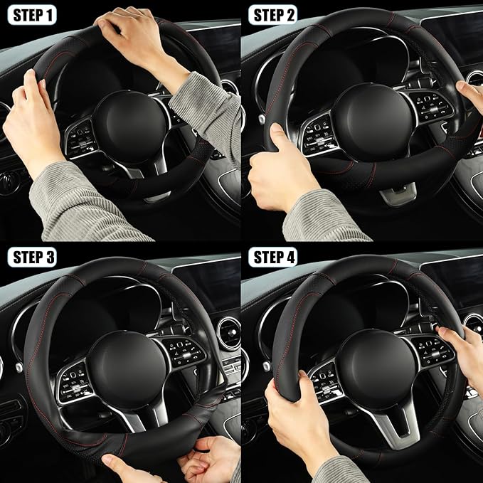 Microfiber Leather Steering Wheel Cover Large Size for Ford F150 F250 F350 F450 RAM 4Runner Tacoma Tundra Sequoia Model S Mod