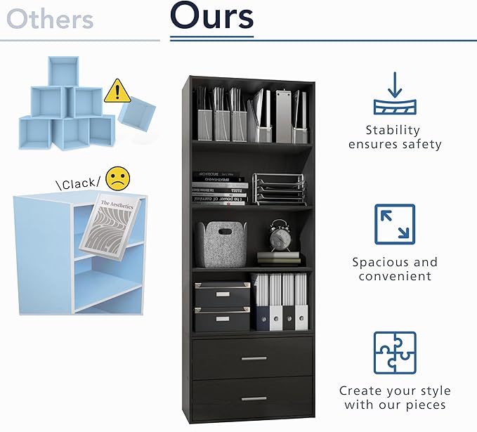 Homes: Inside + Out Apexa 3-Cube Storage Organizer Shelves, Stackable Wood Bookcase Fits Cubby Bins for Organization, Dorm Te
