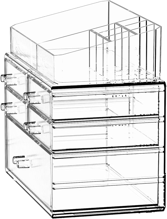 ZHIAI Stackable Organizer, Acrylic Cosmetic Organizer for Dresser, Vanity, Kitchen Cabinet, Bathroom, Under Sink, Home Organi