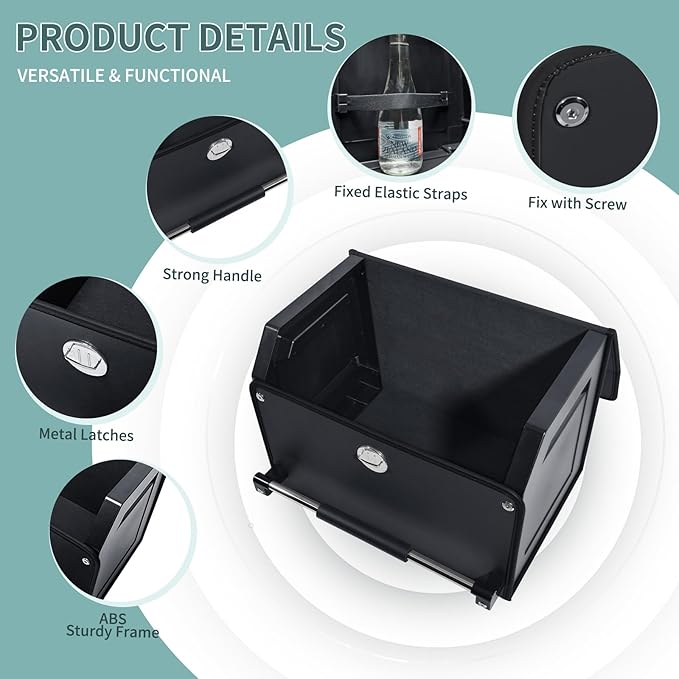 XCF Car Trunk Organizer, Leather Trunk Organizer with Lid and Push-pull Handle Car Storage Box for SUV, Minivan, Sedan (Black)