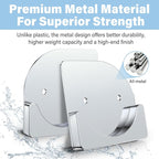 Metal Shower Curtain Rod Holders, Heavy Duty No Drill Adhesive Wall Mount or Screw Brackets, Rustproof Waterproof Rod Support