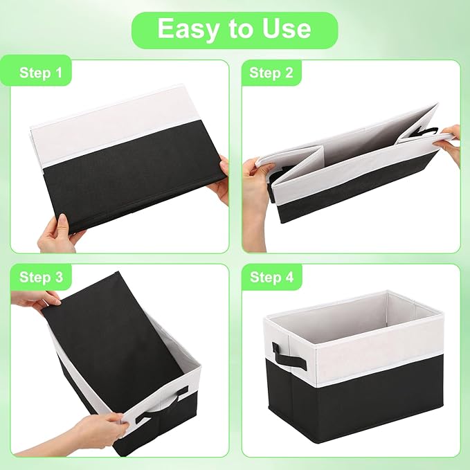 Large Shelf Storage Bins [4 Pack],Decorative Collapsible Storage Basket,Fabric Closet Organizer and Home Storage Cubes with H