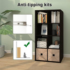CTESNE【2026 Wooden Thick Frame 8 Cube Storage Organizer Shelf with Anti-Tipping Kits + Reversible Open Back Bookcase, Horizon