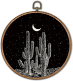 KSDUT Black Cactus Wall Art Decor - Western Wall Art Canvas Frame Hanging Prints, Vintage Southwestern Desert Eclectic Round 