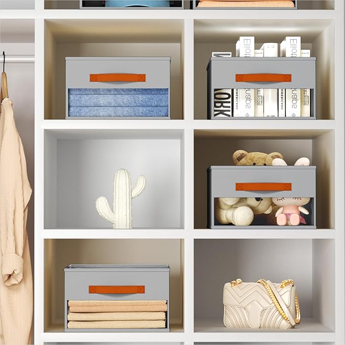 Homsorout Drawer Organizers and Storage - 8 Pack Foldable Pants Organizer with Clear Window & Handles, Fabric Closet Organize