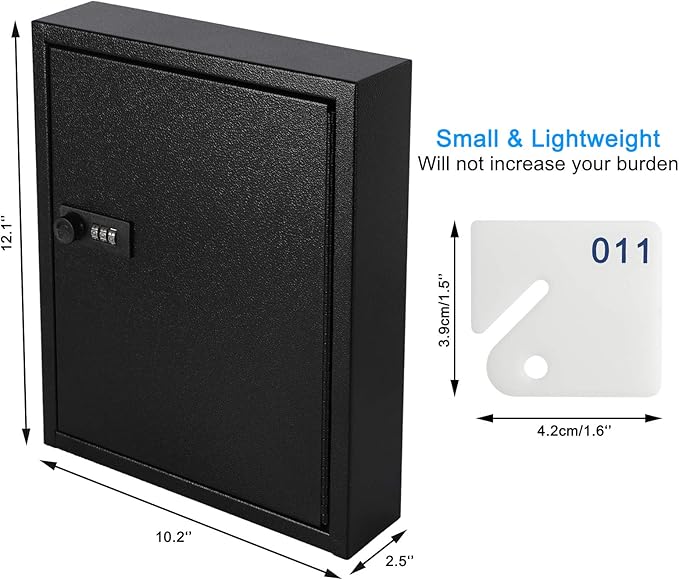 KYODOLED Locking Key Cabinet, 60 Key Storage Lock Box with Code, Key Box Wall Mount with Combination Lock, Key Hooks & Tags K