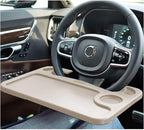 Steering Wheel Tray,Car Table Food Trays for Eating,Laptop Mount,Cars Desk for Driver,Fit Most Auto Vehicle Steering Wheels (Beige, Medium)