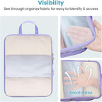Cambond Mesh Compression Packing Cubes - 6 Piece Expandable See Through Packing Cubes for travel with Shoe and Makeup Bag, Tr