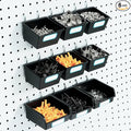 FRIMOONY Pegboard Bins with Hooks and Labels, for Organizing Accessories, 6 Pack Type A and 6 Pack Type B, Black