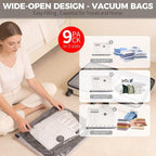 Vacuum Seal Bags for Clothing Travel with Electric Air Pump, FIRRAX 9 Combo Space Saver Vacuum Storage Bags (3 Large+3 Medium