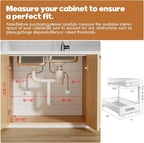 2 Pack 19IN Depth Under Sink Storage Organizer, Large 2-Tier Elegant Mesh Pull Out Shelf for Kitchen and Bathroom Cabinet Org