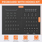 INCLY 70PCS Pegboard Wall Organizer, 4PCS Metal Peg Board Panels with 66PCS 1/4" Pegboard Hooks Accessories Kit, Black Peg Bo