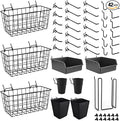 Pegboard Basket Organizers, Peg Board Large Baskets Hooks Bins Cups Tool Organizer 42 Pack Set, Wall Storage Display Hanging 