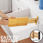 SpaceAid Bamboo Dresser Drawer Dividers 6 Pack, 4.65“ High Adjustable 12.5“-17” Drawer Organizers, Expandable Organization fo