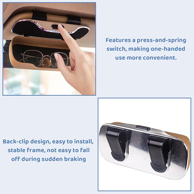 Evankin Universal Car Accessories Car Sun Visor Glasses Holder,Car Sun Visor Organizer Sunglasses Holder Clip On Sun Visor Secure Clip for Sunglasses