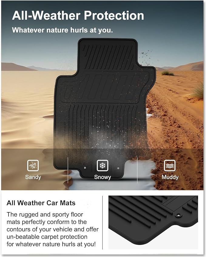 KIWI MASTER Floor Mats for 2014-2020 Nissan Rogue, OEM Replacement 999E1-G2000, All Weather Car Mats, Custom Fit TPE Floor Liners, Front & Rear 2 Row, Black