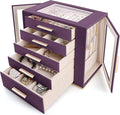 Homeanda Jewelry Box for Women with Glass Lid, 5 Drawers Jewelry Organizer and Storage for Necklaces, Rings, Earrings, Bracel