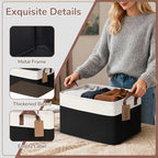 CHICVITA 4 Pack Large Storage Baskets for Shelves, Collapsible Fabric Storage Bins with Metal Frame Handles, Decorative Close
