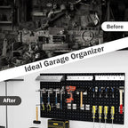 Goplus Garage Pegboard, Metal Pegboard Tool Organizer Kit with 3 Pegboards & 28 Pcs Hanging Accessories, Heavy Duty Wall Orga