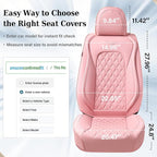 Coverado Full Set Car Seat Covers, Luxury Faux Leather Waterproof Seat Covers, Pink Car Seat Protectors, Universal Fit for Mo