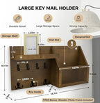 LubanNese Key Holder Wall Mount Pine Wood 16 X 8 Mail Organizer Key Rack for Wall with Hooks and Shelf, Rustic Wooden Key Han