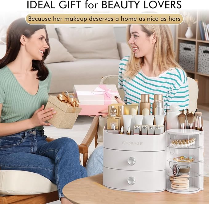 Makeup Organizer Countertop with Drawers, Make up Organizers for Vanity, Skincare Jewelry Earring Organizers, Cosmetic Displa