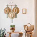 Tissting Macrame Hat Hangers Boho Hat Rack for Wall Hat Holder Display Organizer Bobo Hanging Hat Organizer Storage for Wide 
