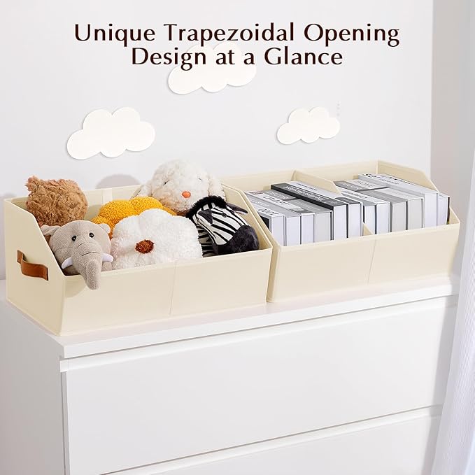 Homsorout Closet Organizers and Storage Bins - 8 Pack Collapsible Divided Trapezoidal Cube Storage Bins Baskets with Orange H