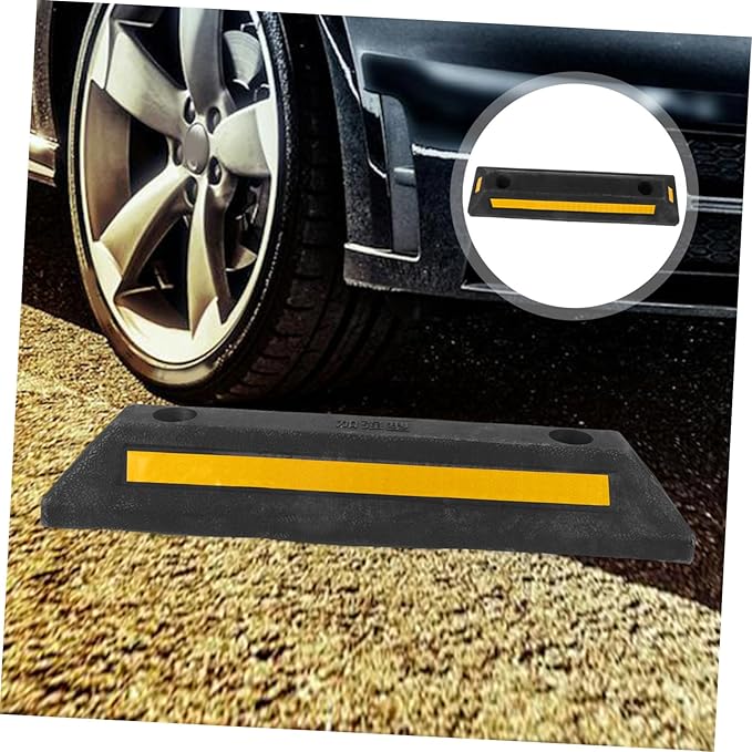 Guide Stopper Garage Car Stop Indicator Reflective Film Pre-drilled Compact for Driveway Use Tire Stops for Garage Floor