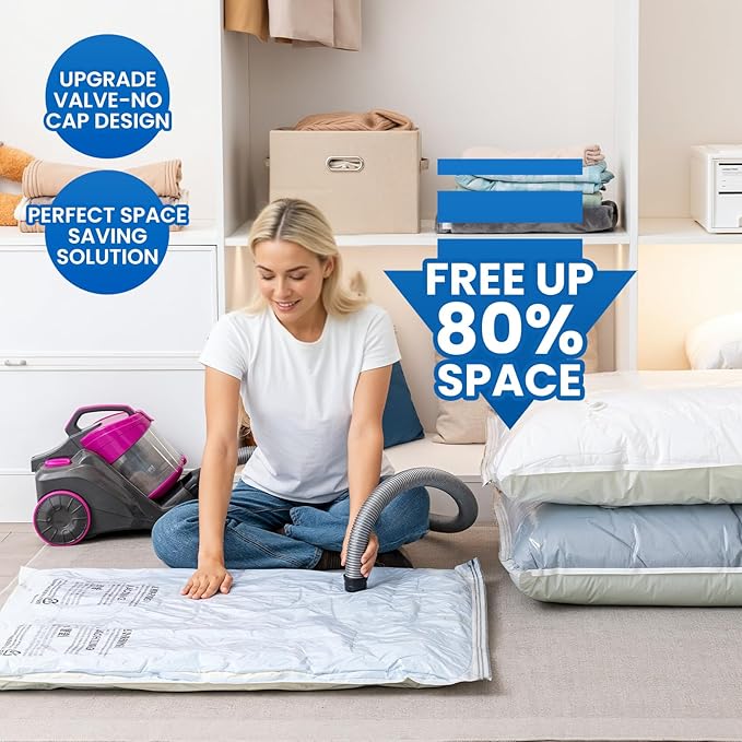 TAILI 16 Pack Vacuum Storage Bags for Comforter and Blankets, Jumbo Vacuum Seal Bags for Bedding 40x31 Inch, Space Saver Bags
