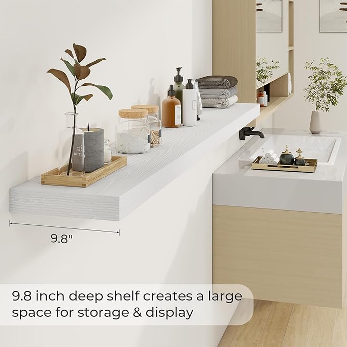 Dreamland 72 Inches Floating Shelves for Wall, 9.8" Deep Long Floating Shelves Set of 1, Large Display & Storage Shelf, Wall 